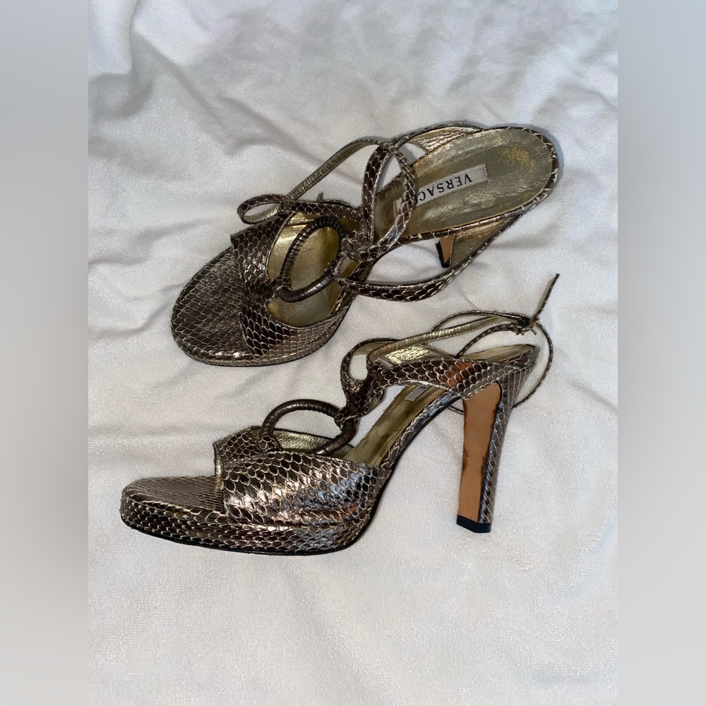 Metallic Versace Pump Heels